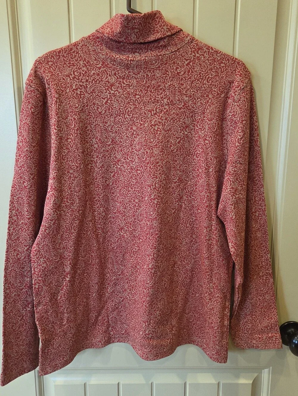 Vintage Red Paisley Mock Neck Top XXL Grandmacore Cottagecore Holiday